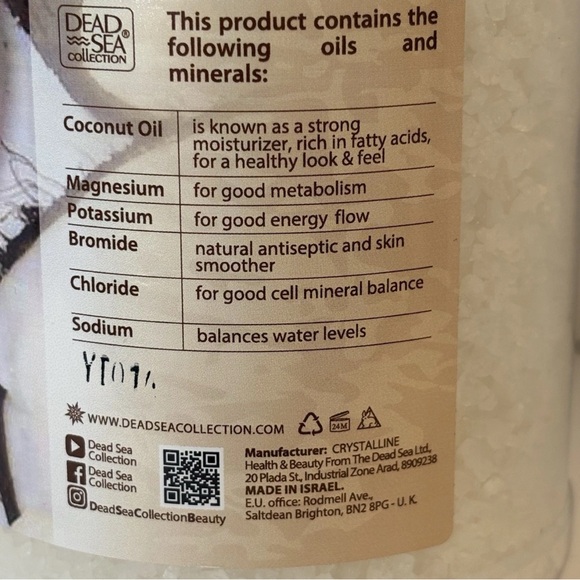 Dead Sea Collection Coconut Bath Salts Natural Mineral Soak Coconut Oil 2pack - Picture 4 of 4